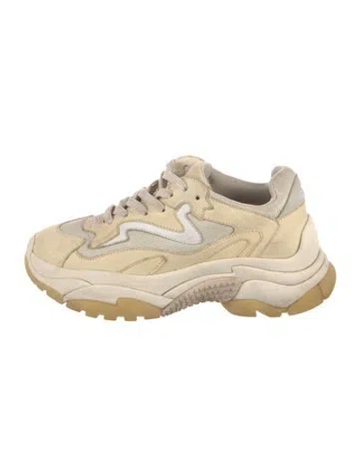 Pre-owned Ash Leather Embroidered Accent Chunky Sneakers In Neutrals