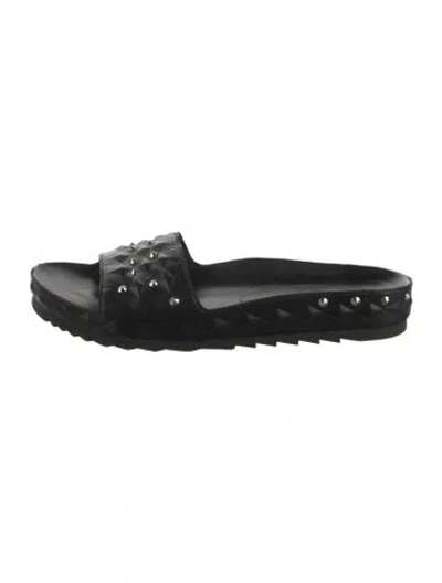 Pre-owned Ash Leather Graphic Print Slides In Black