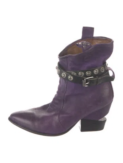 Pre-owned Ash Leather Moto Boots In Purple