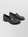 Ash Leather Round Toe Loafers With Stitch Detail In Black