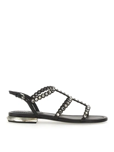 Ash Flat Sandals In Black