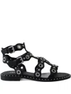 Ash Sandals With Circular Cutouts And Metallic Accents In Black