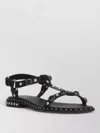 Ash Pebble Stud Embellished Ankle Strap Sandal In Black