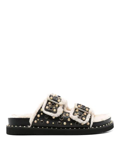 Ash Slippers Open Toe Stud Embellishment In Black