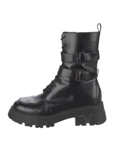 Pre-owned Ash Leather Studded Accents Combat Boots In Black