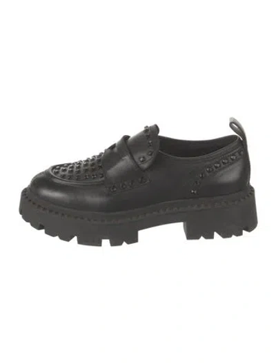 Pre-owned Ash Leather Studded Accents Oxfords In Black