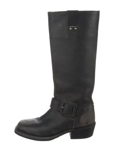 Pre-owned Ash Leather Studded Accents Riding Boots In Black