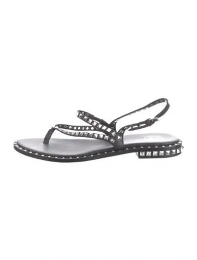 Pre-owned Ash Leather Studded Accents Sandals In Black