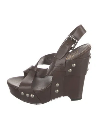 Pre-owned Ash Leather Studded Accents Sandals In Brown