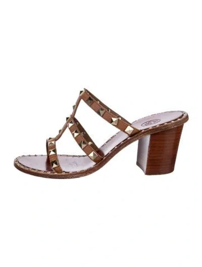 Pre-owned Ash Leather Studded Accents Sandals In Brown