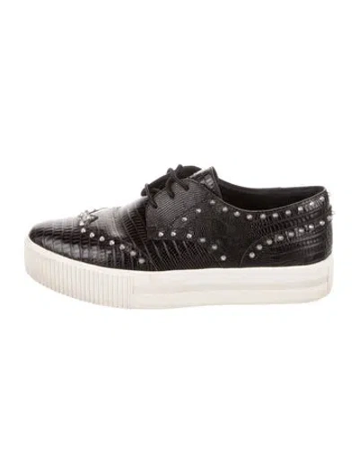 Pre-owned Ash Leather Studded Accents Sneakers In Black