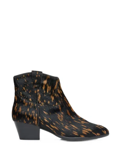 Ash Leopard-print Ankle Boots In Black