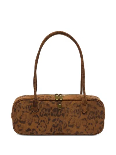 Ash Leopard-print Leather Tote Bag In Purple