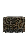Ash Leopard-print Stud-embellished Wallet In Orange