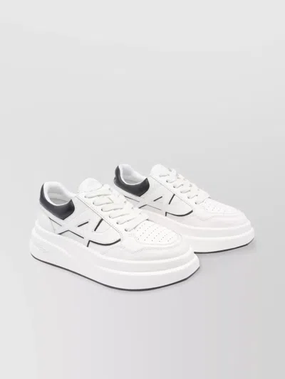 Ash Low Top Leather Sneakers With Platform Sole In White