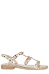 Ash Plus Stud-embellished Metallic Sandals In Brown