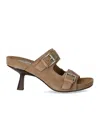 Ash Brown Suede Buckle Stiletto Sandals In Brown