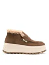 Ash Suede Ankle Boot With Shearling Lining And Platform Sole In Brown