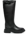 Ash Mandeville Low Heels Boots In Black Leather In Black
