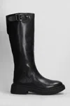 Ash Mandeville Low Heels Boots In Black Leather In Black