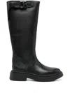 Ash Mandeville Low Heels Boots In Black Leather In Black  