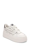 Ash Low Top Leather Match Sneakers Metallic Platform In White/white/platino