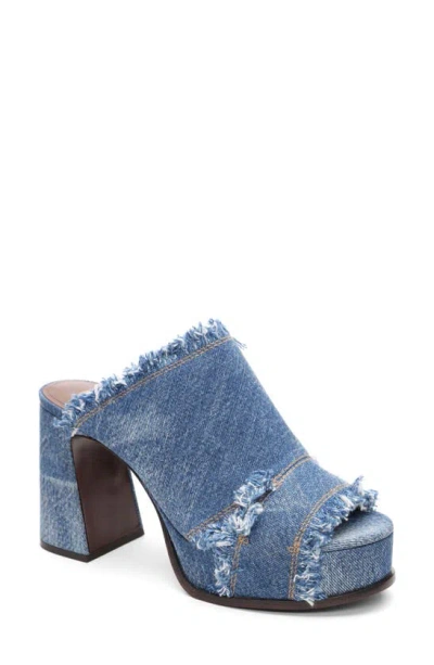 Ash Maui Denim Platform Slide Sandal In Blue
