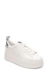 Ash White Leather Sneakers With Metallic Silver Accent In White/silver