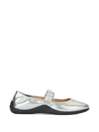 Ash Maya Ruched Ballet Flats In Silver
