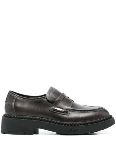 Ash Round Toe Loafers In Black