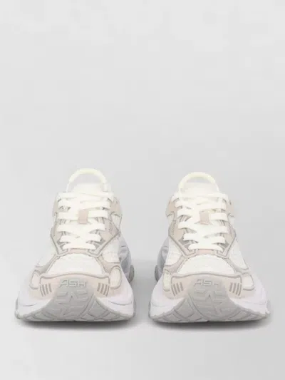 Ash Mesh Panel Sneakers Rubber Sole Pull Tab In White