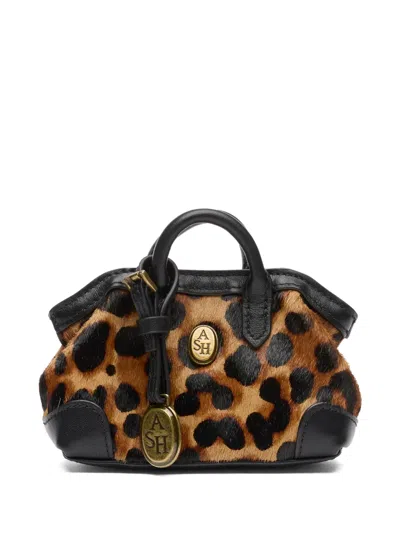 Ash Micro Joly Leopard-print Tote Bag In Yellow