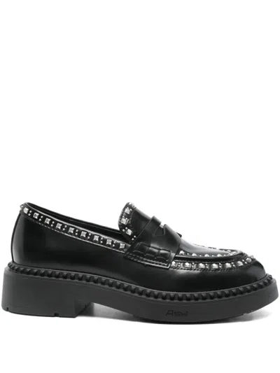 Ash Mikka Leather Loafers In Black