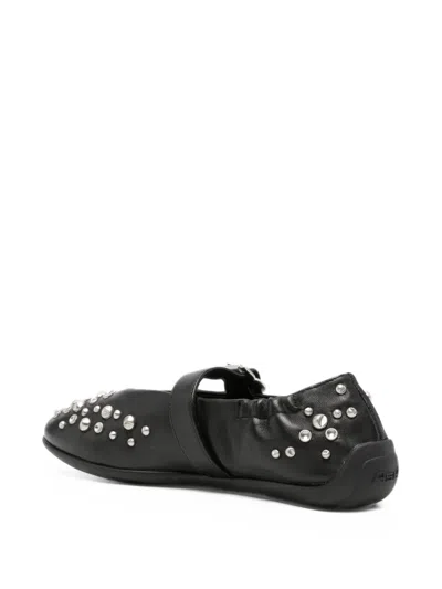 Ash Mimosa Studded Ballet Flats In Black