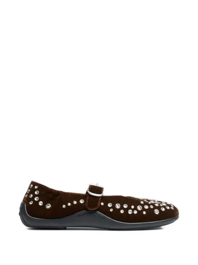 Ash Mimosa Studded Ballet Flats In Brown