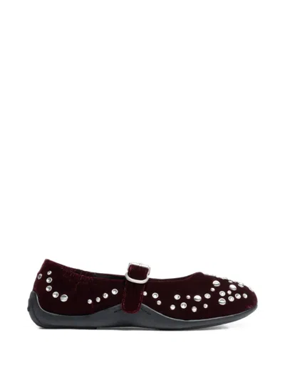 Ash Mimosa Studded Ballet Flats In Burgundy