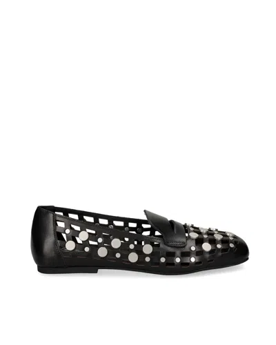 Ash Mini Leather Flat Shoes For Women In Mustang Black