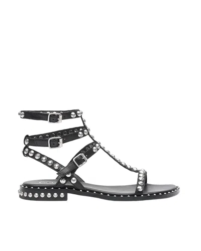 Ash Mini Leather Sandals For Women In Black