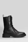 Ash Misty Combat Boots In Black Leather In Black