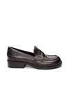 Ash Mocassino Ringo Black Leather Loafers With Penny Strap In Brown