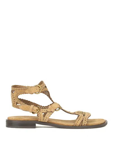 Ash Papprika Studs Flat Sandals In Brown