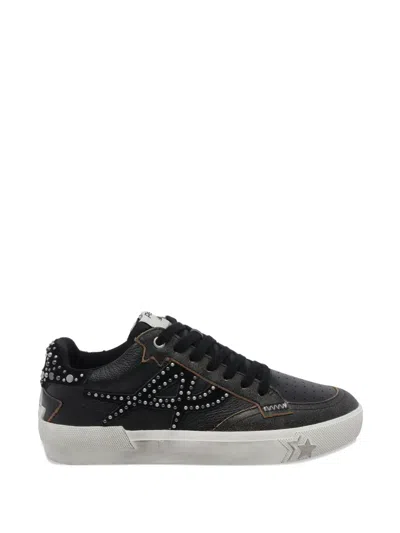 Ash Moonlight Studded Leather Sneakers In Black