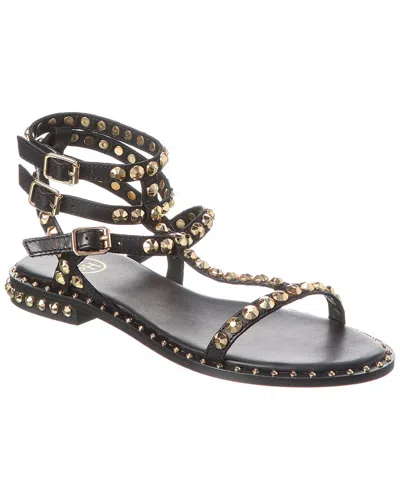 Ash Move Playa Studded Leather Sandal In Black