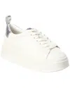 Ash White Leather Sneakers With Metallic Silver Accent In White