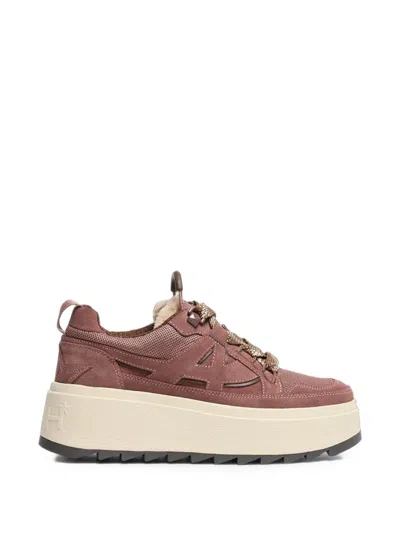 Ash Movie Platform Shearling-trim Low-top Sneakers In Pink