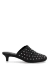 Ash Leather Kitten Heel Mules Open Back In Black