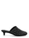 Ash Leather Kitten Heel Mules Open Back In Black