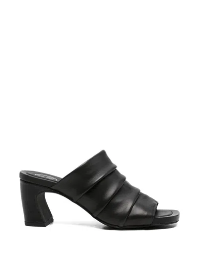 Ash Mules In Pelle Nera Con Tacco E Fascia Ampia  In Black