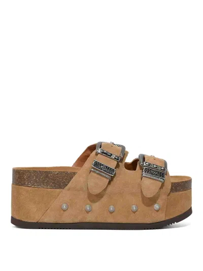 Ash Mystic Leather Sandals In Brown