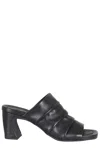 Ash High Heel Mules Ruched Front Drape In Black